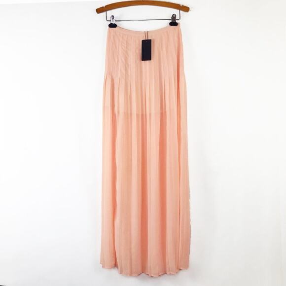 Blaque Label for Lulus Pretty Parfait Peach Long Pleated Maxi Skirt NWT - Picture 2 of 11